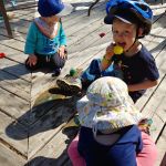 frozen coloured water to make paint...turns into popsicles and stained faces