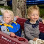 zooming down the hill in the wagon