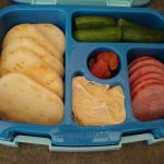 Isaac's first school lunch - except we had to switch out the hummus for goat cheese...not allowed hummus!!