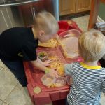 our new sensory bin table...still just a big mess!