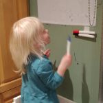 writing our names on the board