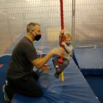 a few gymastic classes before the lockdown (those are the plastic barriers to separate areas within the gym)