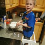 Isaac and Jon made Lindy a smartie cake for her birthday