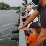 spraying cannons on the pirate ship