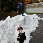 snow!! outside the hockey rink
