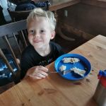 eating the fish he caught!