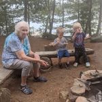 Grandma roasting marshmallows