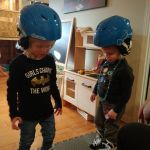 trying on their new skates