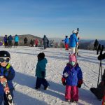 Isaac about to ski from the top of Tremblant